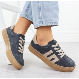 Kožená sportovní bota na platformě Grey Filippo DP6798 šedá 1