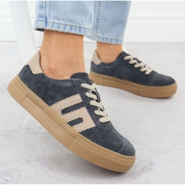 Kožená sportovní bota na platformě Grey Filippo DP6798 šedá 2