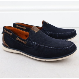 Dámské kožené mokasíny pohodlné námořnictvo modré bugatti RR153018 modrý 1