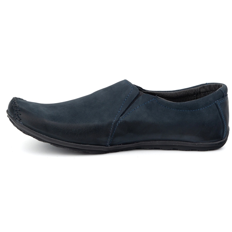 Olivier Pánské boty kožené mokasíny vložené 306 kz námořnictvo modré modrý 1