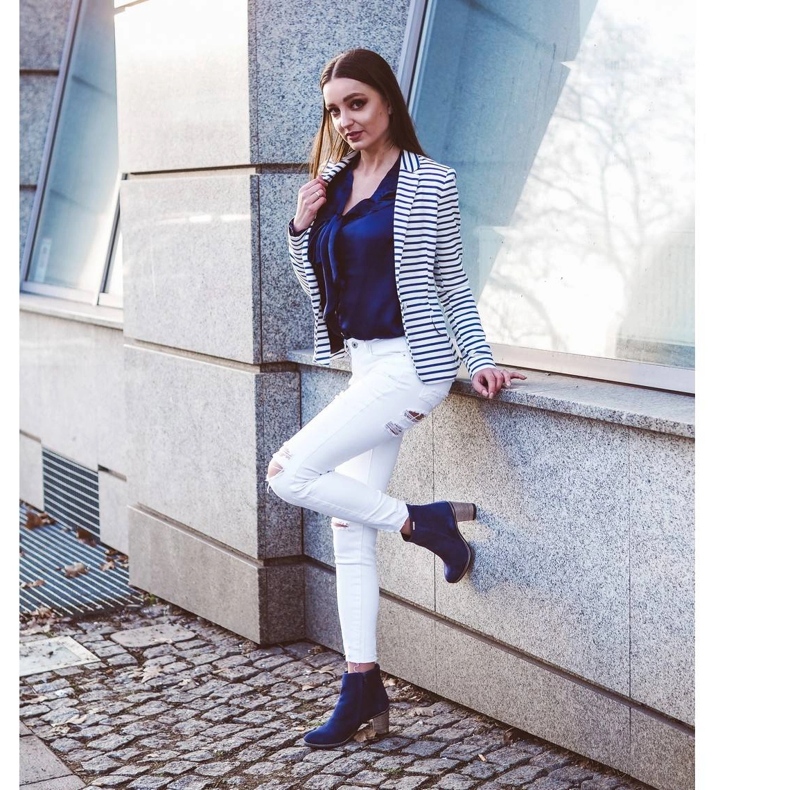 Olivier Námořnické modré boty na vysokém podpatku Sara modrý 5