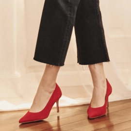 Marco Shoes Elegantní semišové podpatky červené 1