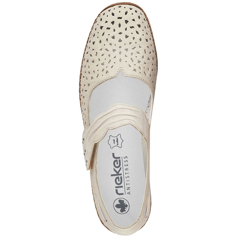 Dámská kožená bota s suchým zipem BEIGE RIEKER 41399-14 béžový 1