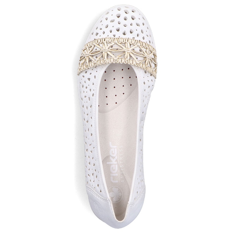 Dámské baleríny Openwork Comfort White Rieker L3062-80 bílý 1