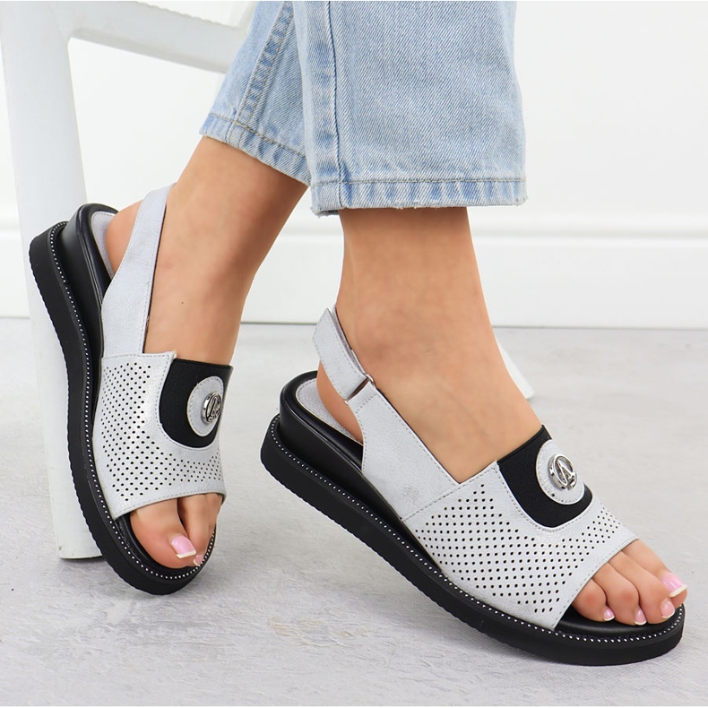 Jezzi Dámské sandály na nástupišti s gumovým stříbrným Jeszi RMR2267-2 1