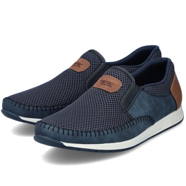 Pánské boty pohodlné námořnictvo loafers Rieker 11954-14 modrý 2