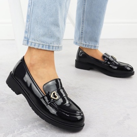 S.Barski MOCCASINS Dámské lakované boty Black S. Barski Hy51-379 černý 2
