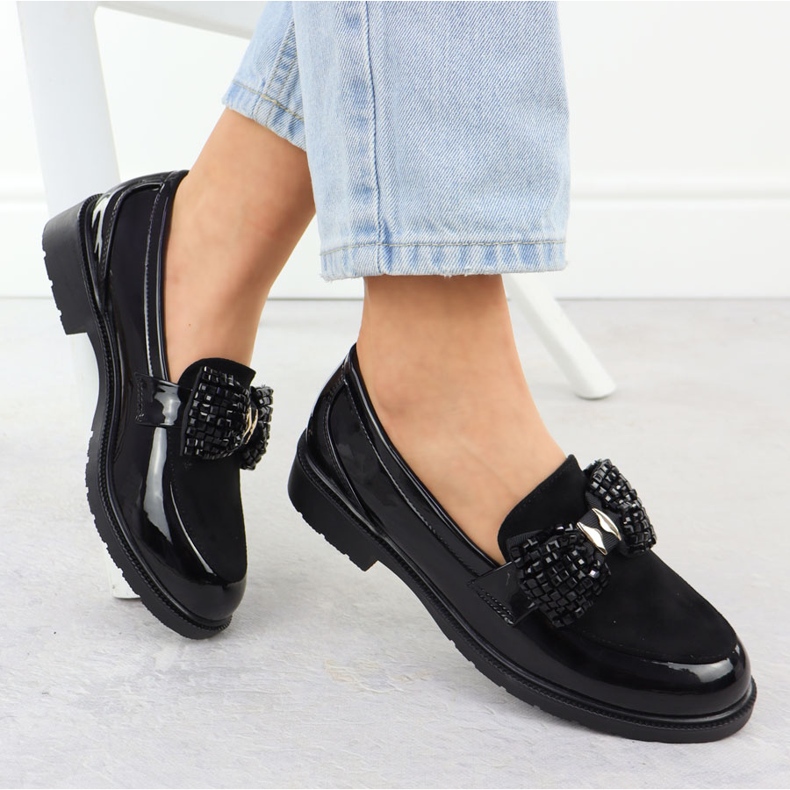 Dámské boty Moccasins Vared s Bow Black S.barski Hy51-319 černý 1