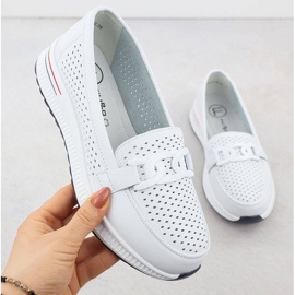 Dámské kožené boty na platformě Białe Filippo DP4400 bílý 1