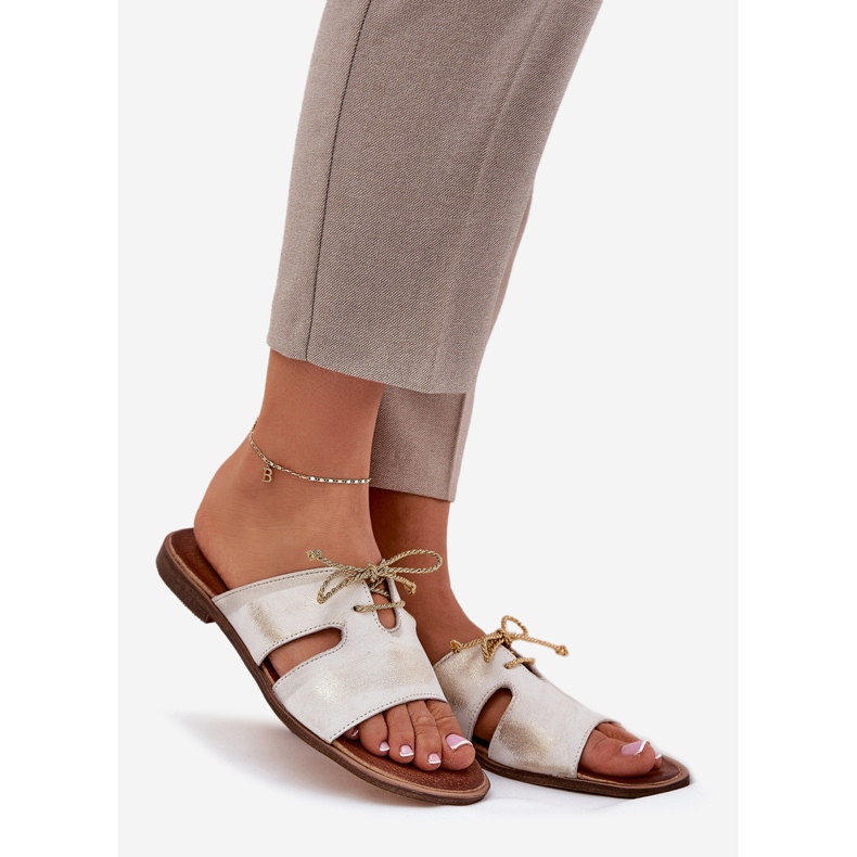 Dámské kožené žabky pro flip flip flip flip zazoo 3022 zlaté otře zlatý 1