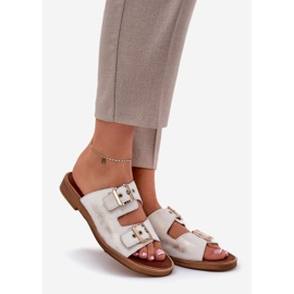 Kožené ploché žabky se zazoo 3020 Zloty Zloty otře zlatý 1