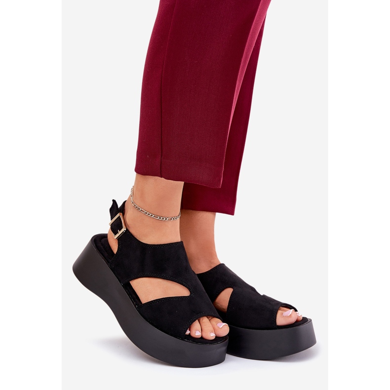 Dámské sandály na platformě Eco Suede Black černý 1