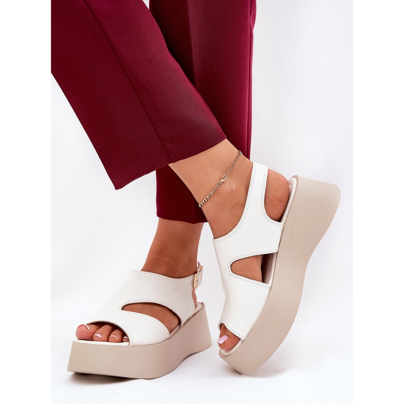 Dámské sandály na platformě Eco White Leather bílý 2