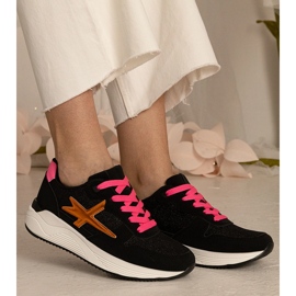 Dámské sporty černé tenisky s třpytky černá 2 Dámské sporty černé tenisky s třpytky černá 2