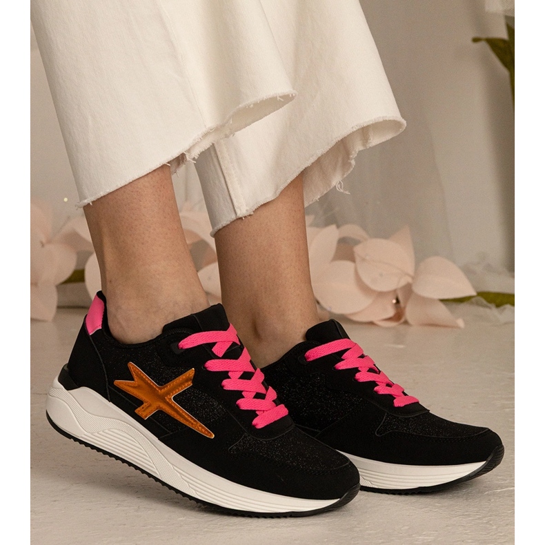 Dámské sporty černé tenisky s třpytky černá 2 Dámské sporty černé tenisky s třpytky černá 2