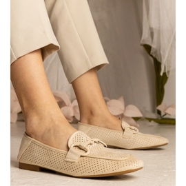 Beige Women Openwork Mokasíny s ozdobou béžový 1