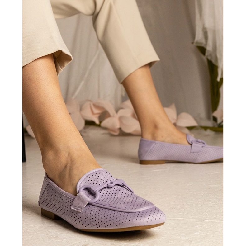 Violet Women's Openwork Mokasíny s ozdobou fialová 1