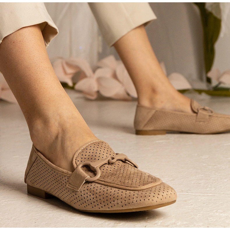 Hnědové dámské mokamaty s ozdobou hnědý 1