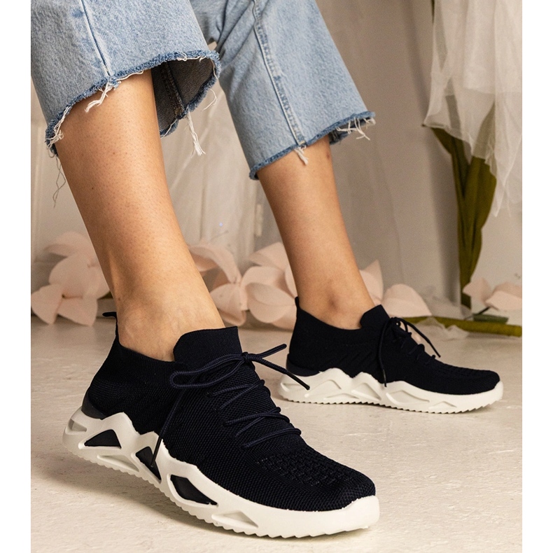 Navy Blue Dámské tenisky s ponožkovým svrškem černý 1