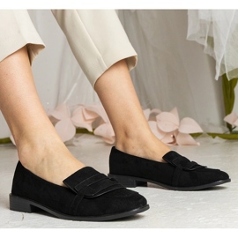 Klasické mokasíny černých žen vyrobených z Ekozamsz černá 1