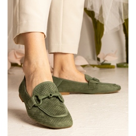 Green Women's Openwork Mokasíny s ozdobou zelený 2