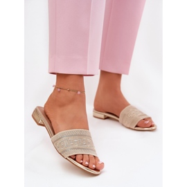 Plocho -napěťové dámské flip -flops zlato zlatý 2