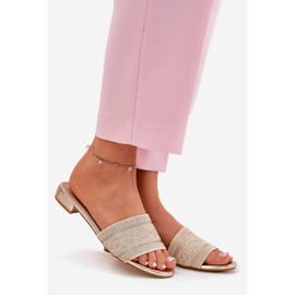 Plocho -napěťové dámské flip -flops zlato zlatý 1