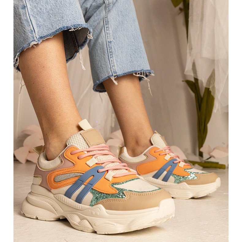 Oranžové ženské sportovní tenisky s třpytky oranžový 1 Oranžové ženské sportovní tenisky s třpytky oranžový 1