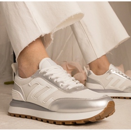 White-Srebrne Sneakers Dámské sporty bílý 1