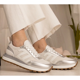 White-Srebrne Sneakers Dámské sporty bílý 2