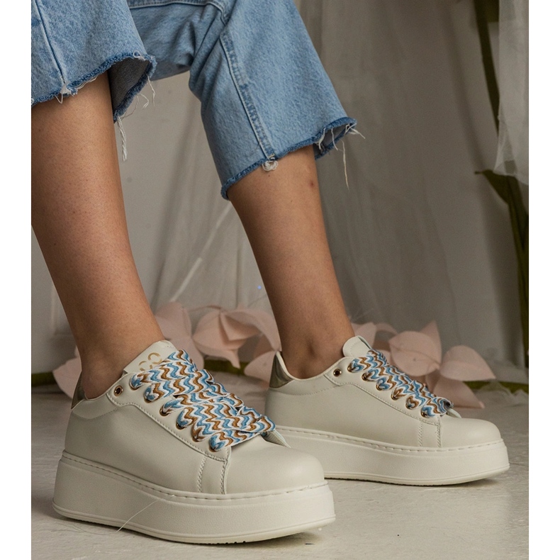 Beige ženské tenisky s masivním šněrováním béžový 1