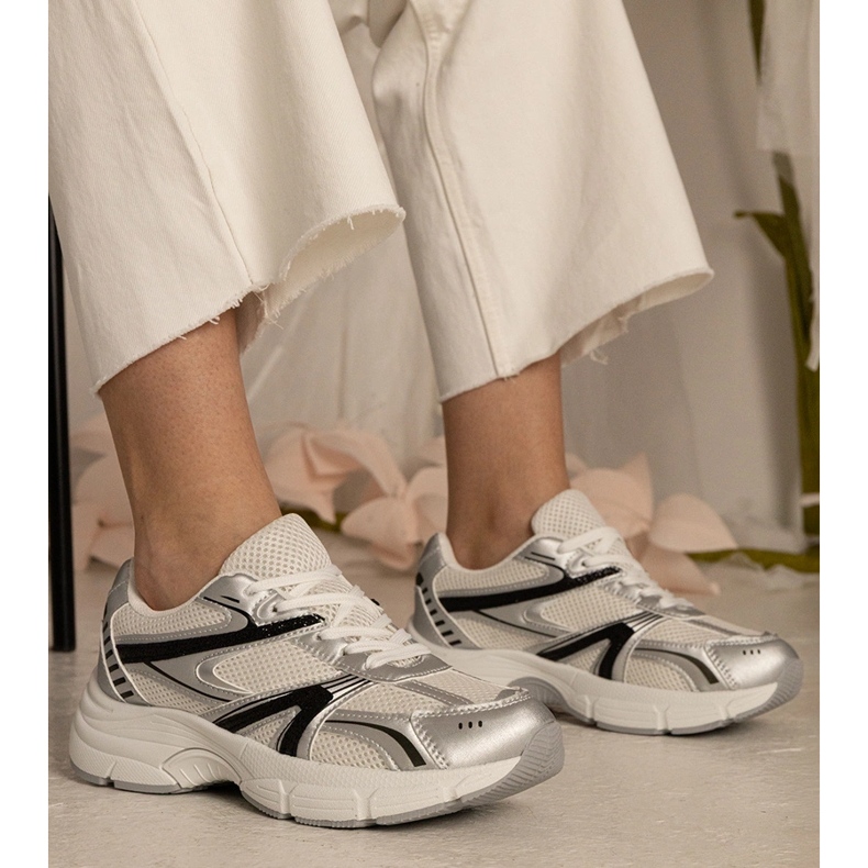 Stříbrné tenisky dámské sporty s třpytky stříbrný 1