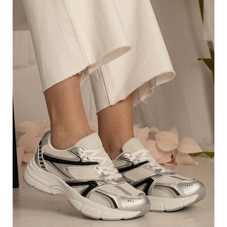 Stříbrné tenisky dámské sporty s třpytky stříbrný 2