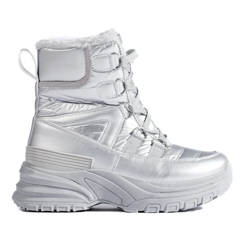 W. Potocki Dámské stříbrné sněhule s kožíškem od Potocki stříbrný 2