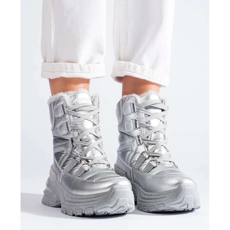 W. Potocki Dámské stříbrné sněhule s kožíškem od Potocki stříbrný 1