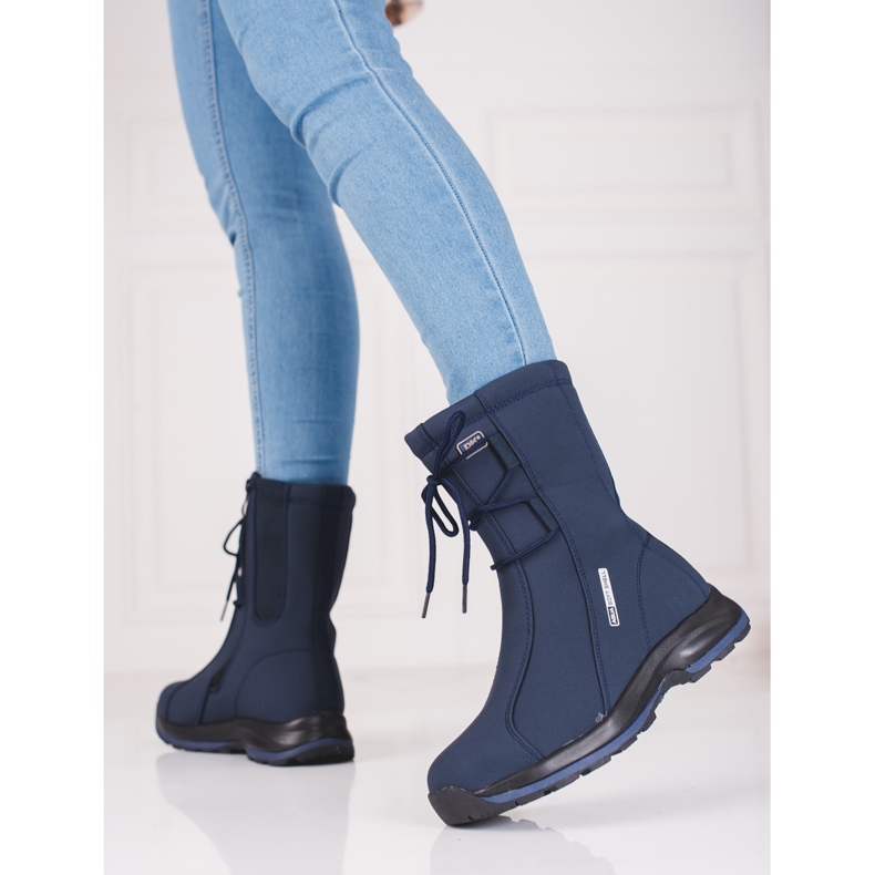 Dámské trekové boty s kabátkem z ovčí kůže DK modrý 2