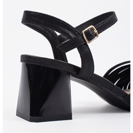 Goodin Černé elegantní sandály na nízkém sloupku černý 1