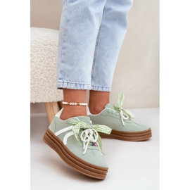 Dámské tenisky na platformě se zelenými ozdobami 2