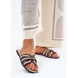 Klasické dámské ploché béžové černé žabky béžový 2