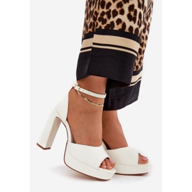 Dámské sandály na příspěvku a platformě Eco Leather White bílý 1