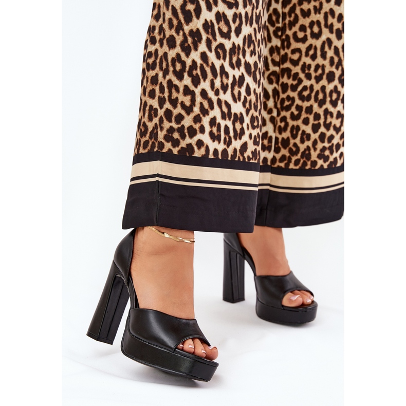 Dámské sandály na příspěvku a platformě Eco Leather Black černá 2