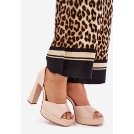 Dámské sandály na post a platformě Eco Leather Beige béžový 1