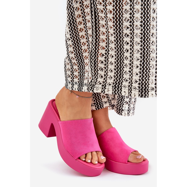 Dámské žabky na sloup a platformu Fuchsie růžový 1 Dámské žabky na sloup a platformu Fuchsie růžový 1