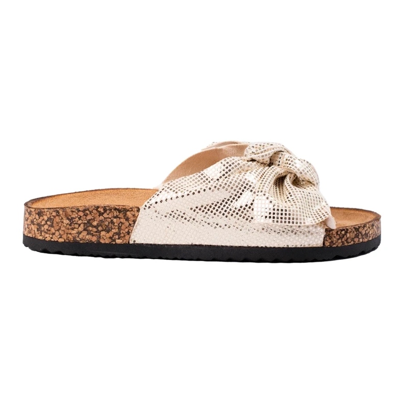 Pohodlné žabky s mašlí zlatý 2