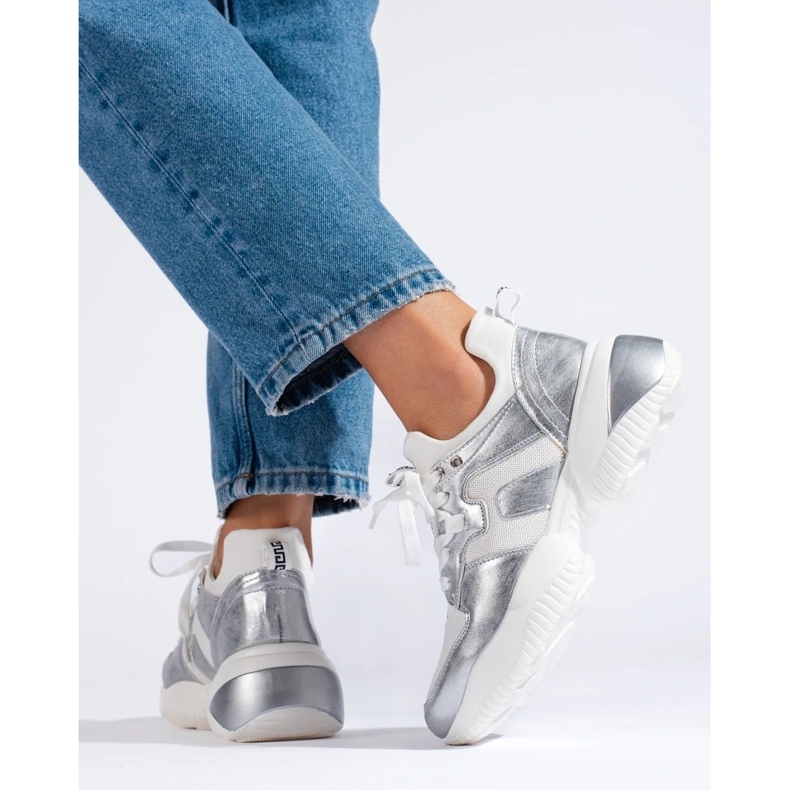 Weide Bílé a stříbrné tenisky bílý 1