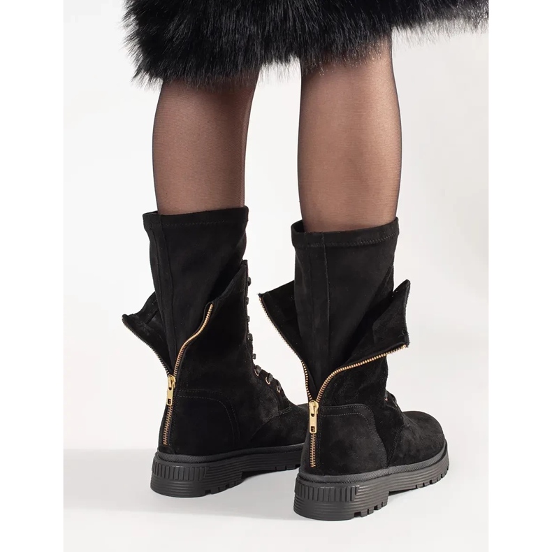 ARTIKER Vysokí dělníci z kůže černá 2