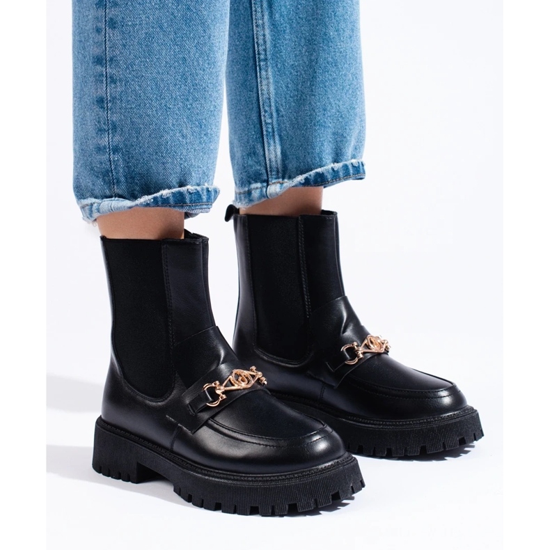 Nazouvací tašky na platformě černá 2