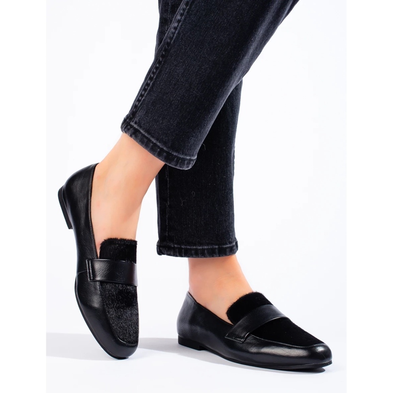 Černé boty s kožešinou černý 2