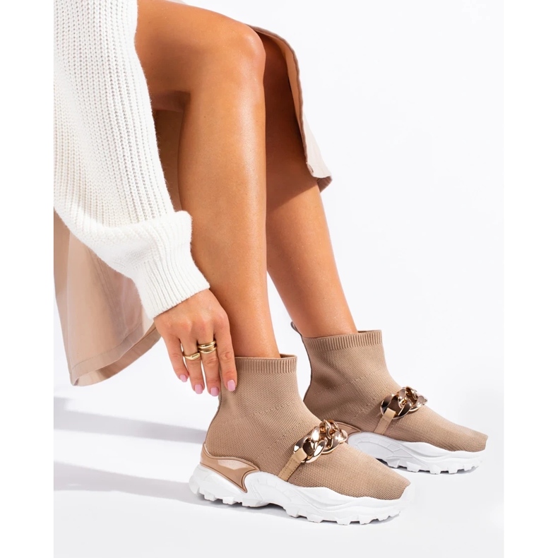 Nazouvací Tenisky S řetízkem hnědý 2