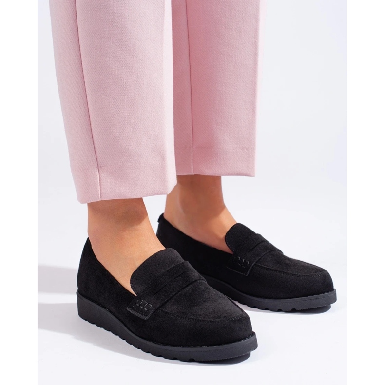 Klasické černé semišové boty černý 2